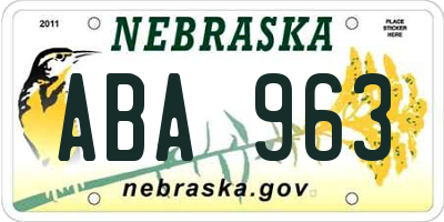 NE license plate ABA963