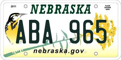 NE license plate ABA965
