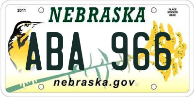 NE license plate ABA966