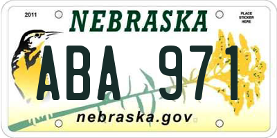NE license plate ABA971
