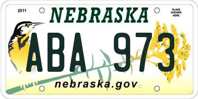 NE license plate ABA973