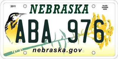 NE license plate ABA976