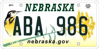 NE license plate ABA986