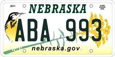 NE license plate ABA993