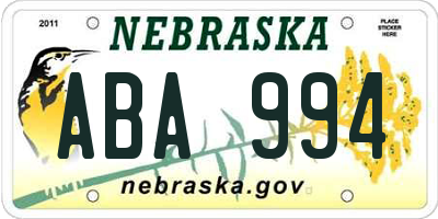 NE license plate ABA994