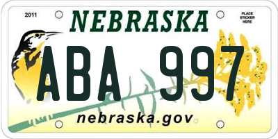 NE license plate ABA997