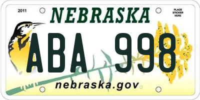 NE license plate ABA998