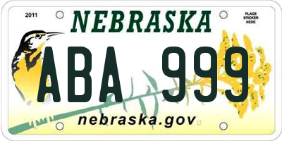 NE license plate ABA999