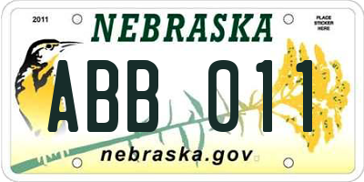 NE license plate ABB011