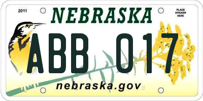 NE license plate ABB017