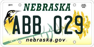 NE license plate ABB029