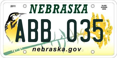 NE license plate ABB035