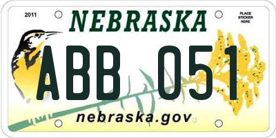 NE license plate ABB051