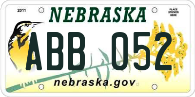 NE license plate ABB052