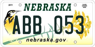 NE license plate ABB053