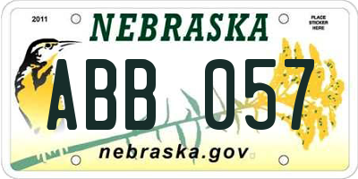 NE license plate ABB057