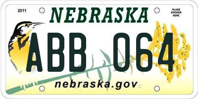 NE license plate ABB064