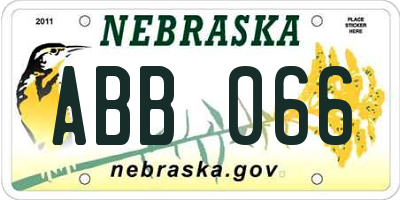 NE license plate ABB066