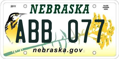 NE license plate ABB077