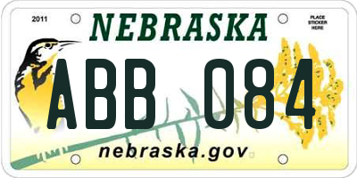 NE license plate ABB084