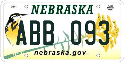 NE license plate ABB093