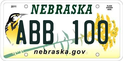 NE license plate ABB100