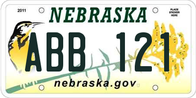 NE license plate ABB121