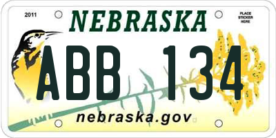 NE license plate ABB134