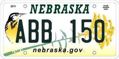 NE license plate ABB150