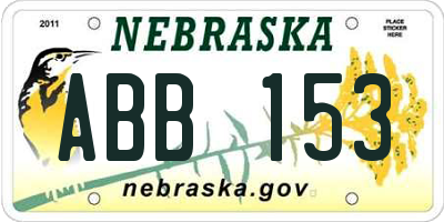 NE license plate ABB153