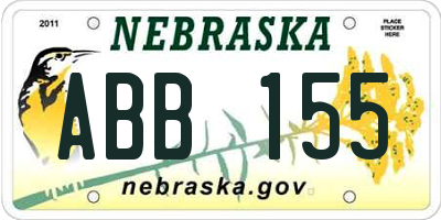 NE license plate ABB155