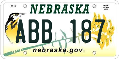 NE license plate ABB187