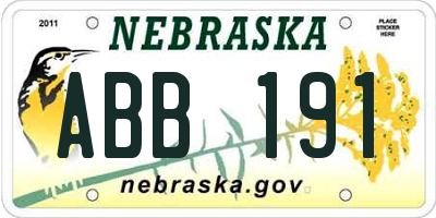 NE license plate ABB191