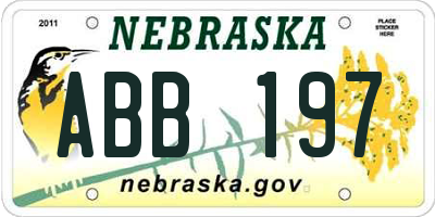 NE license plate ABB197