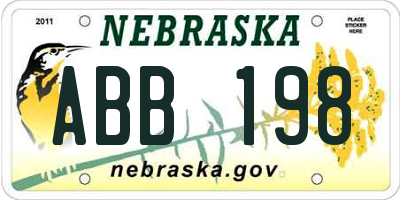 NE license plate ABB198