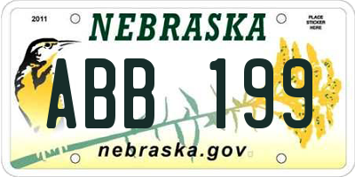 NE license plate ABB199