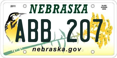 NE license plate ABB207