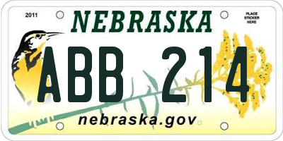 NE license plate ABB214