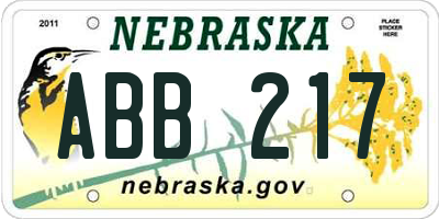 NE license plate ABB217