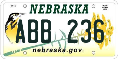 NE license plate ABB236