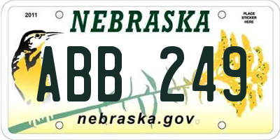 NE license plate ABB249