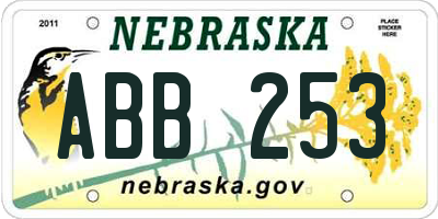 NE license plate ABB253