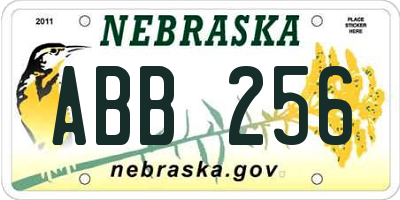 NE license plate ABB256