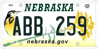 NE license plate ABB259