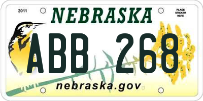 NE license plate ABB268