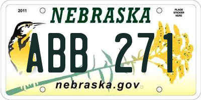 NE license plate ABB271