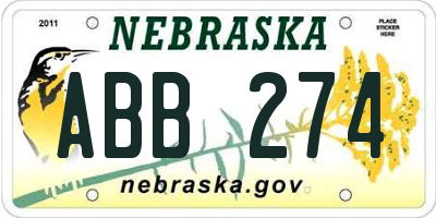 NE license plate ABB274