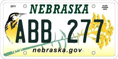 NE license plate ABB277