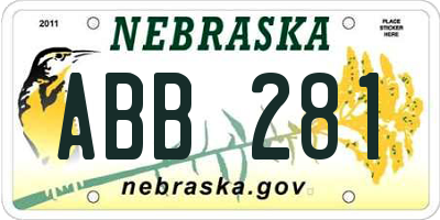 NE license plate ABB281