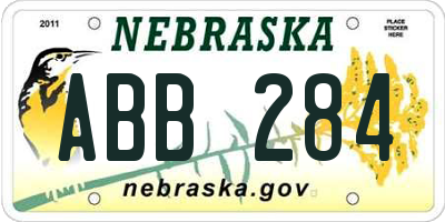 NE license plate ABB284